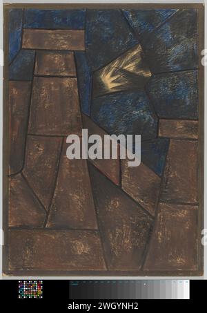 Disegno per finestra nel Noordertransept nel Duomo di Utrecht, c. 1934 disegno in cartone. spazzola per gesso Foto Stock