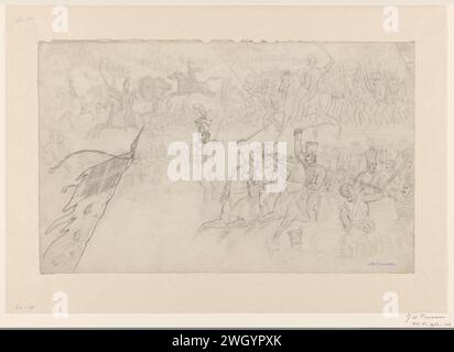 Dettaglio tratto dal dipinto De Slag a Waterloo, Jan Willem Pieneman, 1789 - 1853 carta da disegno. battaglia con gesso (+ forze terrestri). eventi e situazioni storiche Foto Stock