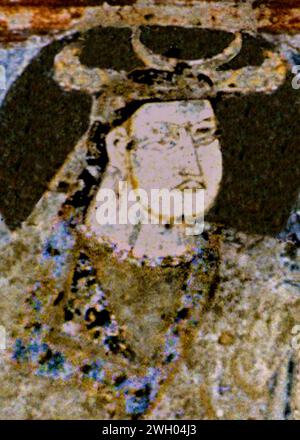 Donatori di eftalite Bamiyan, soffitto del Buddha di 38 metri (dettaglio donatore). Foto Stock
