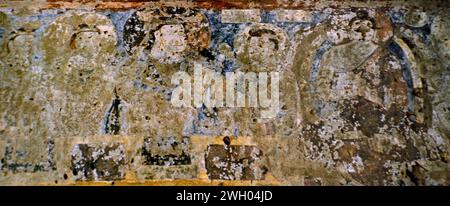 Donatori di eftalite Bamiyan, soffitto del Buddha di 38 metri (prospettiva). Foto Stock