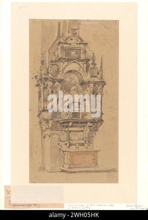 The All Saints Starse nella Cattedrale di Treviri, Johannes Bosboom, 1827 - 1891 carta da disegno. inchiostro. penna a matita / spazzola costruzione di tombe monumentali. arcivescovo, vescovo, ecc. (Cattolica) Treviri Foto Stock