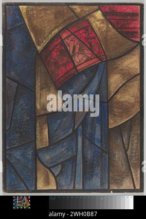 Disegno per finestra nel Noordertransept nel Duomo di Utrecht, c. 1934 disegno in cartone. spazzola per gesso Foto Stock