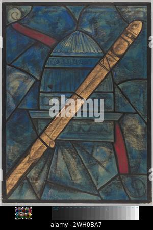 Disegno per finestra nel Noordertransept nel Duomo di Utrecht, c. 1934 disegno in cartone. spazzola per gesso Foto Stock