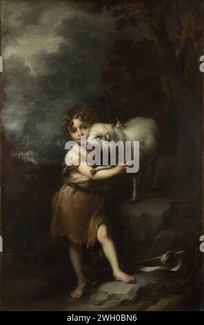 Bartolomé Esteban Murillo (1617-1682) - il San Giovanni infantile con l'Agnello Foto Stock