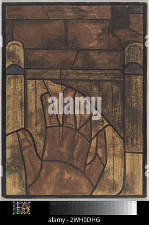 Disegno per finestra nel Noordertransept nel Duomo di Utrecht, c. 1934 disegno in cartone. spazzola per gesso Foto Stock