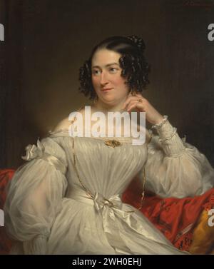 Ritratto di Abrahamina Henriëtte Wurfbain (1808-1883), moglie di Jacob de Vos Jz, Jan Adam Kruseman, 1837 pittura Amsterdam olio pittura (pittura). tela Foto Stock