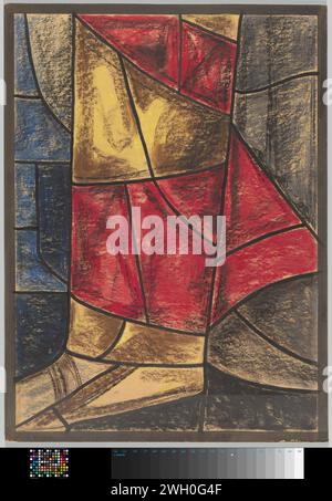 Disegno per finestra nel Noordertransept nel Duomo di Utrecht, c. 1934 disegno in cartone. spazzola per gesso Foto Stock