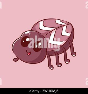 Lo scarabeo bruno cammina e sorride Illustrazione Vettoriale