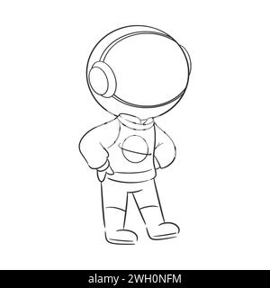 Astronauta che indossa una giacca verde per colorare Illustrazione Vettoriale