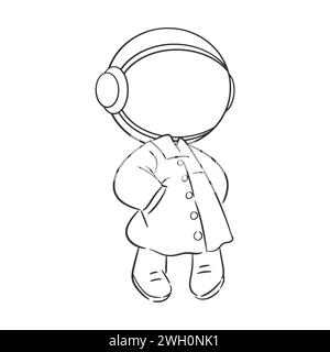 Disegna a mano un astronauta che indossa una giacca da colorare Illustrazione Vettoriale