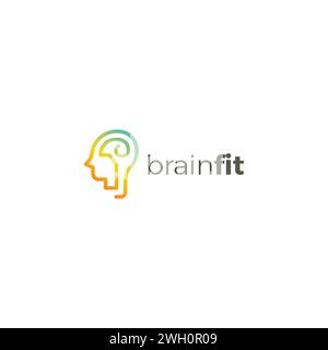 Logo Brain Fit Simple. Illustrazione del vettore cerebrale. Logo Smart People Illustrazione Vettoriale