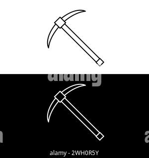 Icona Pick AX Outline Vector (Seleziona vettore contorno asse Icona di picker ax nero a linea sottile, immagine vettoriale semplice di elementi dal concetto di costruzione modificabile isolato su wh Illustrazione Vettoriale