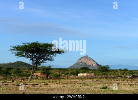 Paesaggi nella zona di Ngurunit nel nord del Kenya. Foto Stock