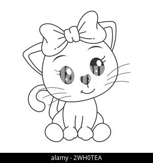 Carino gattino da colorare Illustrazione Vettoriale