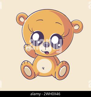Orso carino in piedi da solo e che ondeggia Illustrazione Vettoriale
