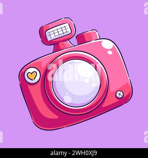 Design della fotocamera disegnato a mano per la colorazione Illustrazione Vettoriale