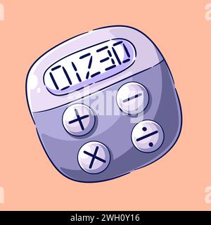 Design stilizzato della calcolatrice disegnato a mano, illustrazione vettoriale Illustrazione Vettoriale