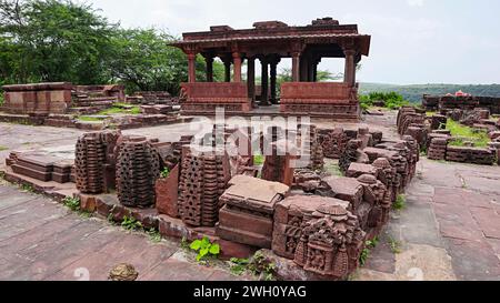 Vista di Manadapa, nel Campus del Tempio Kakuni Ganesh, il gruppo di Templi del IX-X secolo, Baran, Rajasthan, India. Foto Stock