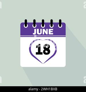 Icona giorno calendario - 18 giugno. diciottesimo giorno del mese, illustrazione vettoriale. Illustrazione Vettoriale
