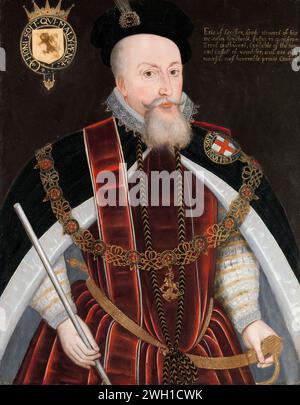 Robert Dudley, i conte di Leicester (1532-1588), ritratto a olio su tavola, circa 1595 Foto Stock