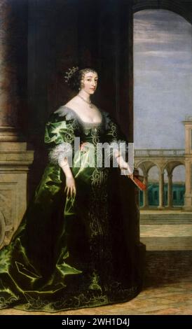 Regina Enrichetta Maria (1609-1669), Regina consorte e moglie di Carlo i d'Inghilterra, Scozia e Irlanda, ritratto in olio su tela, circa 1635 Foto Stock