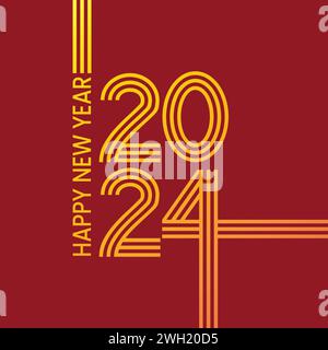 Design per striscioni tipografici buon anno 2025. Scritta Happy New Year 2024 su sfondo blu. Illustrazione vettoriale del logo del nuovo anno. Banner per il nuovo anno Illustrazione Vettoriale