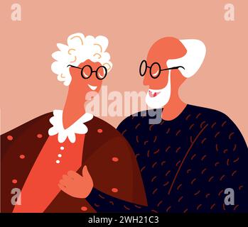 Anziani anziani che amano abbracciare la coppia, anziani, Vecchio, donna innamorata, relazioni amichevoli passare del tempo insieme, stringere relazioni romantiche. St Valentin Foto Stock