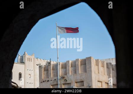 Doha, Qatar- marzo 04,2023: Vedute della tradizionale architettura araba del Market Souk Waqif. Foto Stock