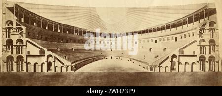 Sezione del Colosseo, all'interno dell'anfiteatro, Roma, Italia anni '1880 Foto Stock