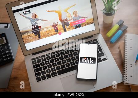Wroclaw, Polonia - 05 febbraio 2024: Blik è il sistema di pagamento Internet polacco più popolare Foto Stock