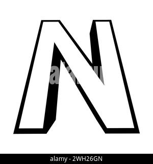 Logo Letter n alto carattere sottile Letter n altezza prospettiva Illustrazione Vettoriale