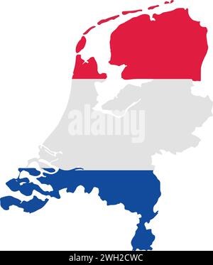 Un'icona dettagliata della mappa della bandiera olandese che rappresenta l'identità e la geografia nazionale olandese, perfetta per materiali didattici e guide di viaggio Illustrazione Vettoriale