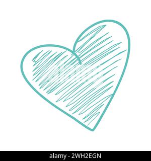 Icona a forma di cuore blu Doodle Scribble Illustrazione Vettoriale