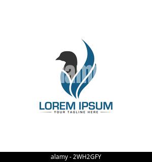 Design con logo Bird. Design creativo del logo Flying Bird. Illustrazione Vettoriale