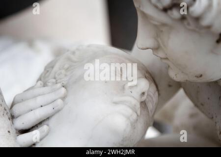 Psiche rianimate dal bacio di Cupido (copia della statua di Antonio Canova) - particolare della tomba di Alain Lesieutre - cimitero di Montparnasse - Parigi, Francia Foto Stock