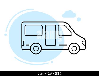 Icona vettoriale contorno minibus. semplice illustrazione vettoriale. concetto di trasporto Illustrazione Vettoriale
