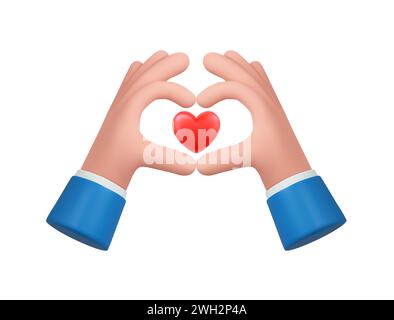 le mani 3d piegano la forma di un cuore Illustrazione Vettoriale