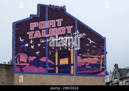 Nei dintorni di Port Talbot, una città industriale di Neath Port Talbot, Galles, Regno Unito, in una giornata invernale Foto Stock