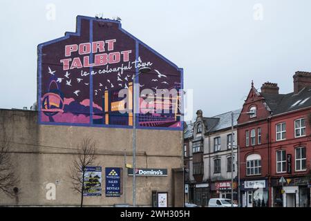 Nei dintorni di Port Talbot, una città industriale di Neath Port Talbot, Galles, Regno Unito, in una giornata invernale Foto Stock