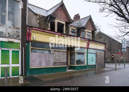 Nei dintorni di Port Talbot, una città industriale di Neath Port Talbot, Galles, Regno Unito, in una giornata invernale Foto Stock