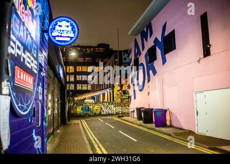 East End di Londra di notte Foto Stock