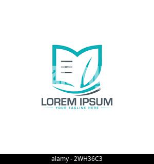 Design del logo del libro. Design esclusivo e creativo del logo del libro. Design del logo Education. Illustrazione Vettoriale