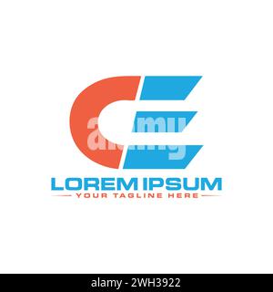 Design del logo con lettera CE. Illustrazione Vettoriale