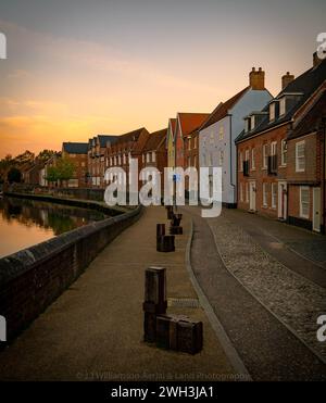 Quayside Norwich sul fiume Wensum. Foto Stock