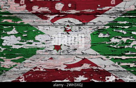Bandiera del Burundi dipinta su una tavola di legno grunge. Foto Stock