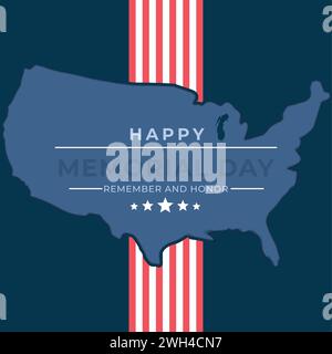 Modello commemorativo colorato con mappa USA Vector Illustrazione Vettoriale