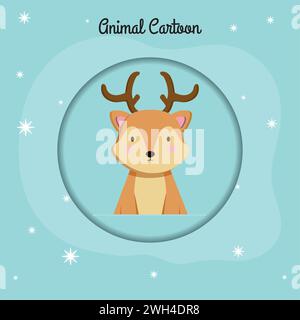 L'avatar Vector, un carino personaggio delle renne isolato Illustrazione Vettoriale