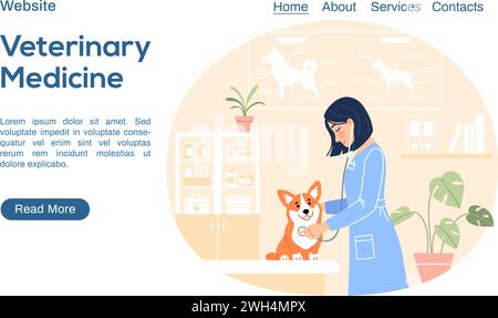 Pagina di destinazione della medicina veterinaria Illustrazione Vettoriale