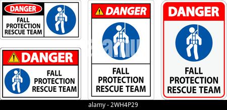 Decalcomanie Hard Hat, team di soccorso Danger Fall Protection Illustrazione Vettoriale