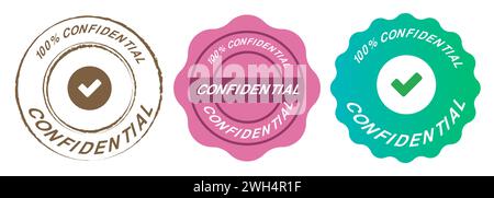 timbro riservato emblema logo logo logo cerchio set marrone viola e verde Illustrazione Vettoriale